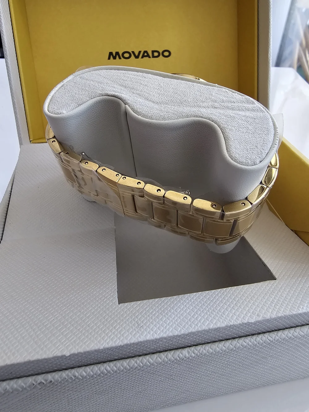 Movado Gold-Tone Bracelet Watch with Black Dial